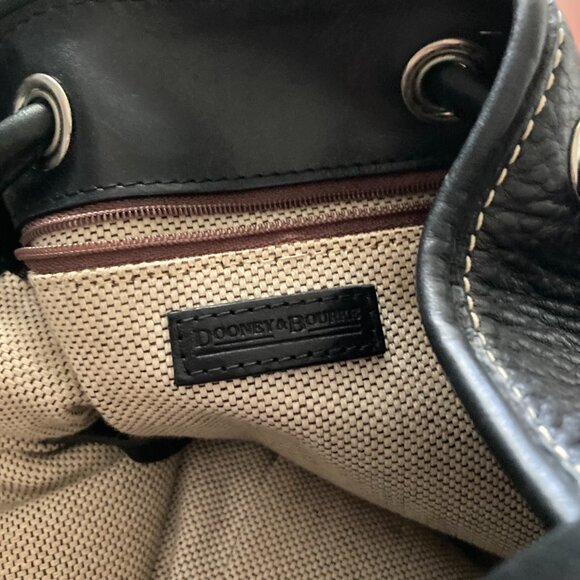 DOONEY & BOURKE Pebbled Drawstring Bucket Handbag Satchel Black Leather 10x9 - Picture 11 of 13